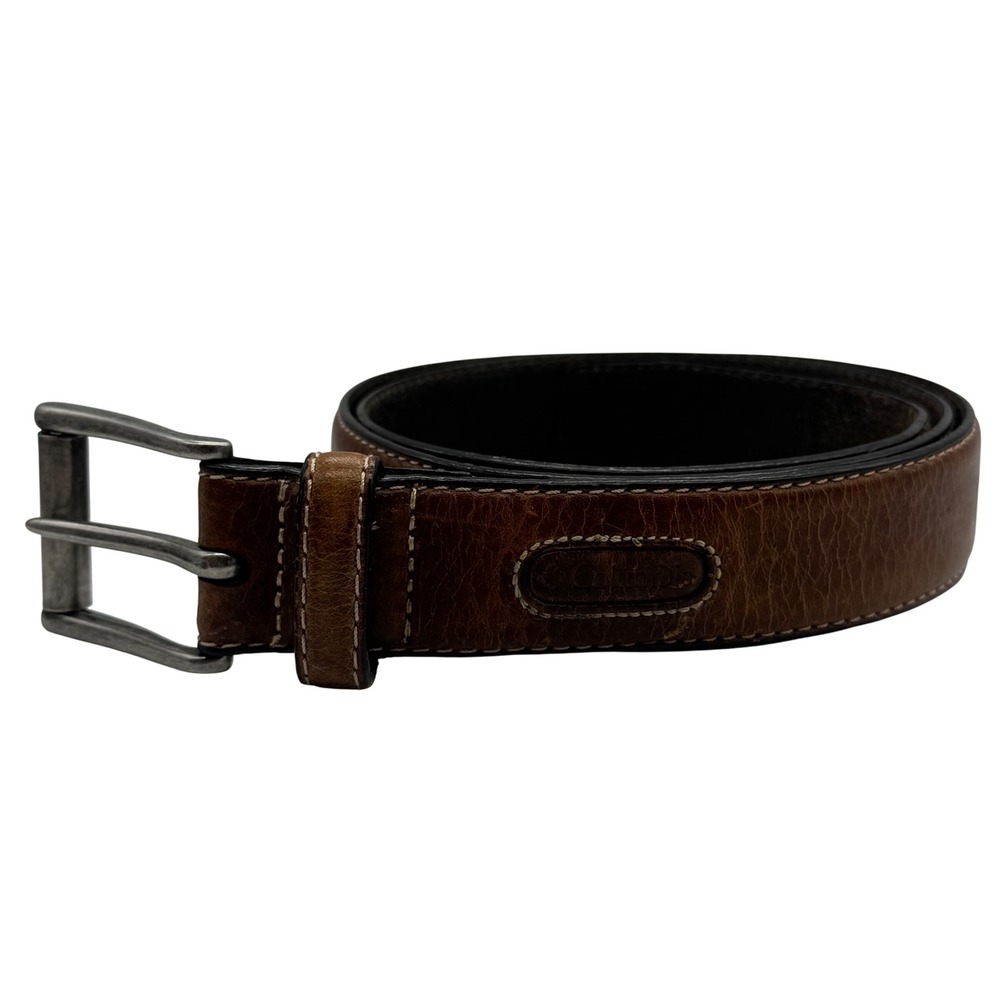 Columbia Mens Brown Genuine Leather Belt Size 40 Pebbled Texture Distressed
